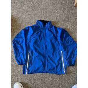 PGA TOUR Windbreaker Jacket Mens M Blue Full Zip Lightweight Golf Reflective